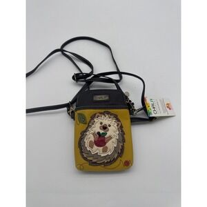 NEW CHALA MUSTARD‎ YELLOW HEDGEHOG CELL PHONE CROSSBODY PURSE ADJ STRAP
